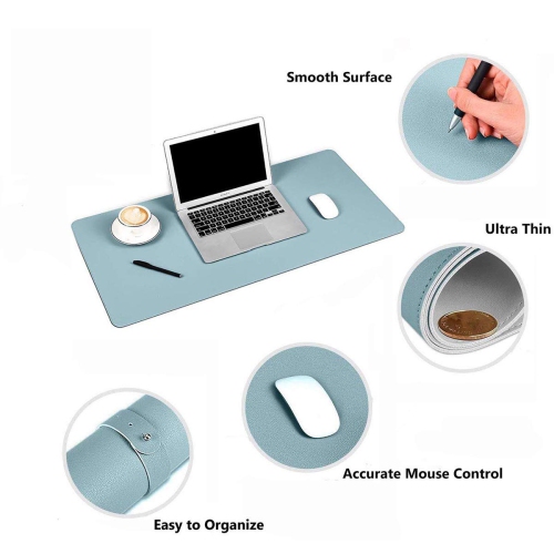 WAEKIYTL Leather Desk Pad, Desk Blotter Protector Cover Large Mouse Pad, Ultra Thin Waterproof Dual-Sided Easy Clean Desk Wr