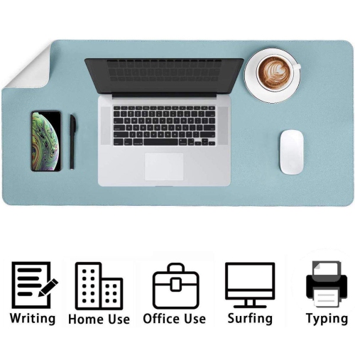 WAEKIYTL Leather Desk Pad, Desk Blotter Protector Cover Large Mouse Pad, Ultra Thin Waterproof Dual-Sided Easy Clean Desk Wr
