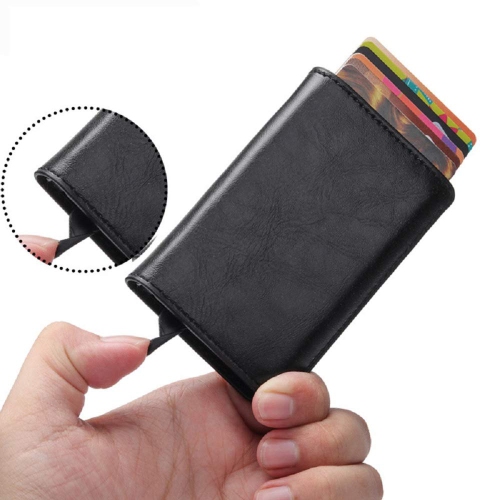 Card Holder RFID Automatic Pop-Up Wallet Slim Business Credit Card Minimalist Secure Holder PU Leather in Gift Box