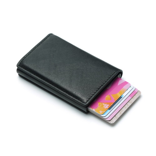 Card Holder RFID Automatic Pop-Up Wallet Slim Business Credit Card Minimalist Secure Holder PU Leather in Gift Box