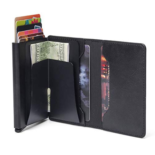 Card Holder RFID Automatic Pop-Up Wallet Slim Business Credit Card Minimalist Secure Holder PU Leather in Gift Box
