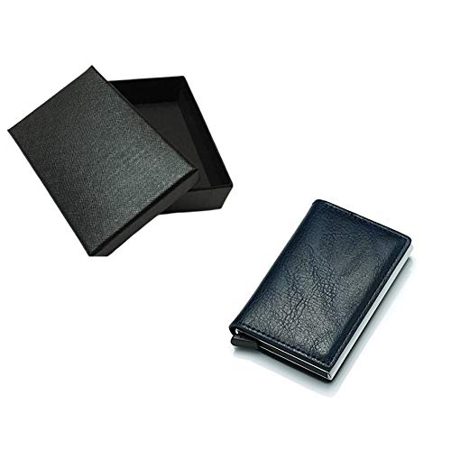Card Holder RFID Automatic Pop-Up Wallet Slim Business Credit Card Minimalist Secure Holder PU Leather in Gift Box