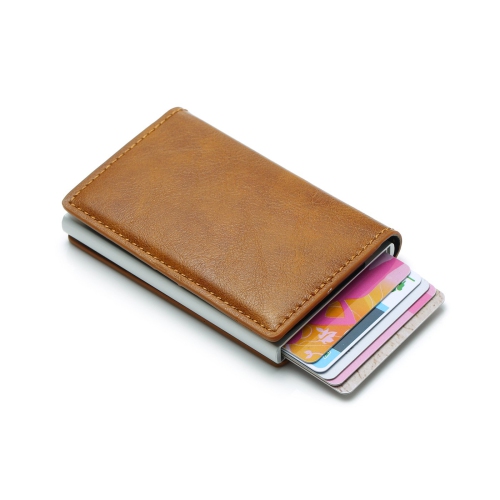 Card Holder RFID Automatic Pop-Up Wallet Slim Business Credit Card Minimalist Secure Holder PU Leather in Gift Box