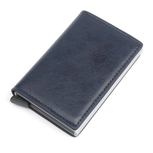 CHJGLNL Men's Genuine Leather Wallet RFID Blocking Aluminum Automatic Pop Up Credit Card Holder Case