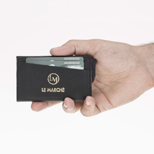 Porte-cartes homme porte-cartes porte-cartes pour hommes/femmes Portefeuille minimaliste cuir porte-cartes crédit mince Smar automatique