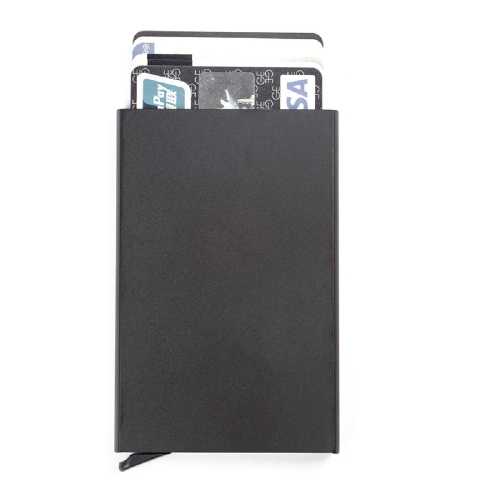 Azarxis RFID Blocking Credit Card Holder Automatic Pop-up Aluminum Slim Metal Wallet Blue