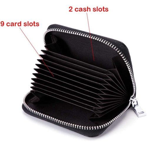 Credit Card Holder Wallet, RFID Blocking Leather Zipper Card Holder case Accordion Wallet for Women/men