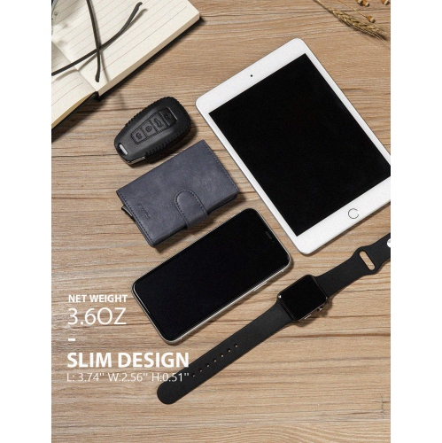 Slim Pop Up Wallet For Men, Leather Credit Card Case Holder RFID Blocking Minimalist Wallets