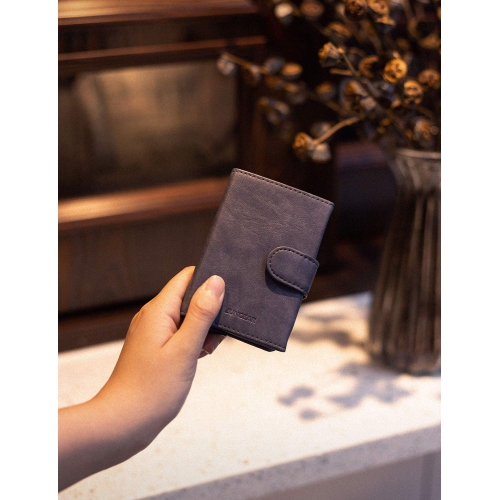 Slim Pop Up Wallet For Men, Leather Credit Card Case Holder RFID Blocking Minimalist Wallets