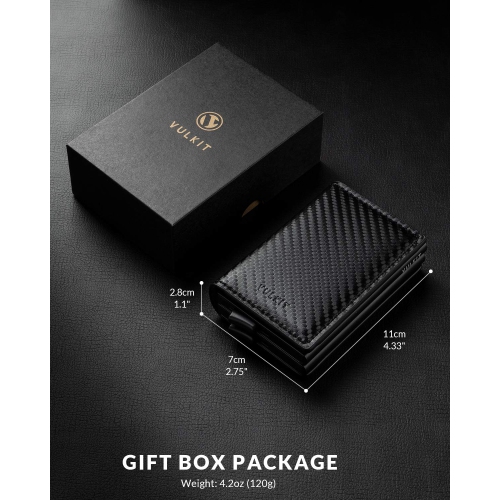 Pop Up Wallet Automatic Slim Leather Credit Card Holder RFID Blocking with Money Clip Business Wallet Holds 12 Cards Carbon