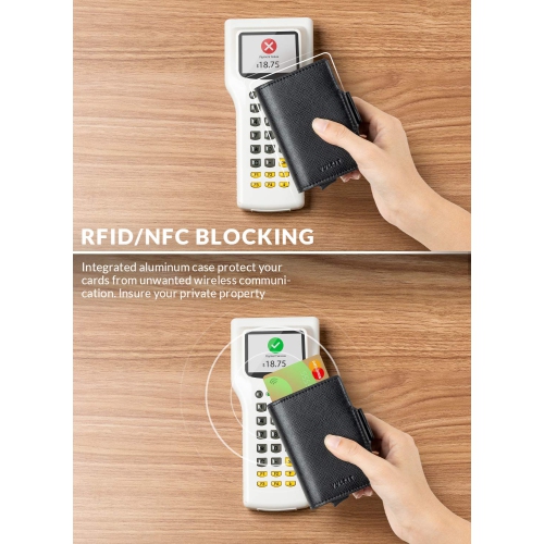 Le porte-cartes de crédit en cuir de VULKIT avec blocage RFID et étui pour cartes double pour hommes et femmes peut contenir 12 cartes