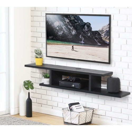 Fitueyes Floating Shelf Wall Mounted Tv, Mounted Tv With Floating Shelves