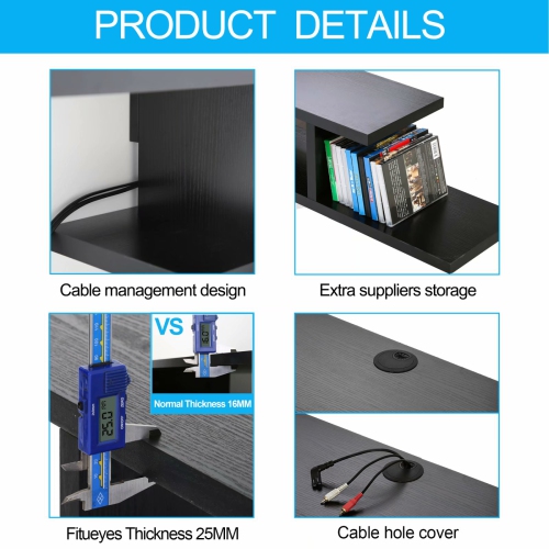 FituEyes – tablette flottante, meuble multimédia pour téléviseur pour Xbox One/PS4/vizio/Susung/sony, noir