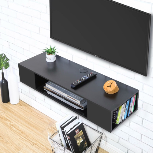FITUEYES Floating Shelf TV Wall Mounted for AV Receiver Component Xbox,39 inch Black