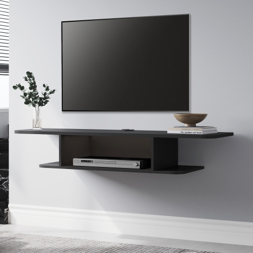 FITUEYES 41 inch Wall Mounted Media Console Cabinet Storage Component Shelf Black