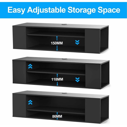 FITUEYES Floating TV Stands Wall Mounted Media Console Storage Component Shelves Black