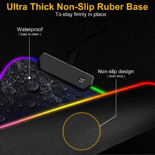 Moustache® RGB Gaming Mouse Pad, 7 LED Color, 300*800*4mm