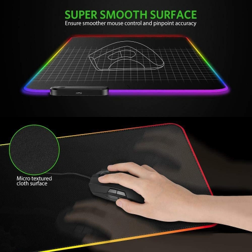 Moustache® RGB Gaming Mouse Pad, 7 LED Color, 300*800*4mm