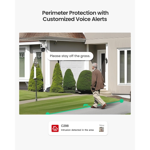 ZOSI C298 4MP(2MP+2MP) Dual-Lens WiFi Outdoor Home Security Camera, 360° PTZ Surveillance Camera with Person/Vehicle Detection, Two-Way Audio,