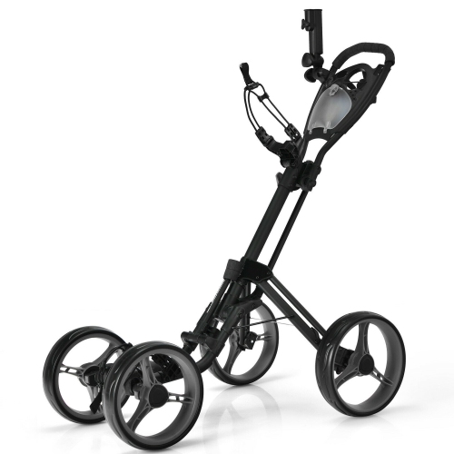 Gymax 4 Wheels Folding Golf Push Cart W/ Adjustable Handle Foot Brake