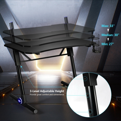 Bureau Gaming Table de Jeu pour Gamer Gymax