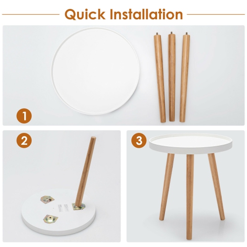 Gymax Set of 2 Round Side Table Sofa Coffee End Accent Table Nightstand Home