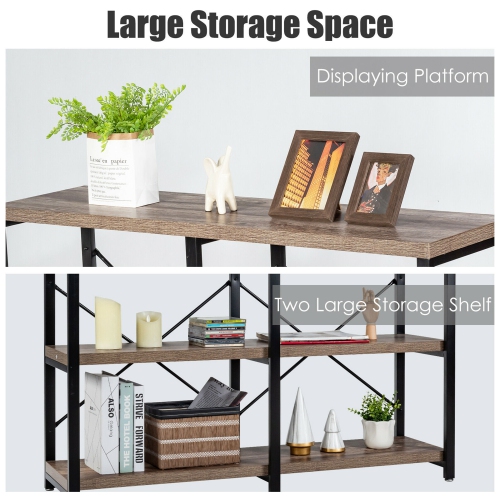 Gymax 47'' Console Table 3 Tier Industrial Sofa Table Metal Frame