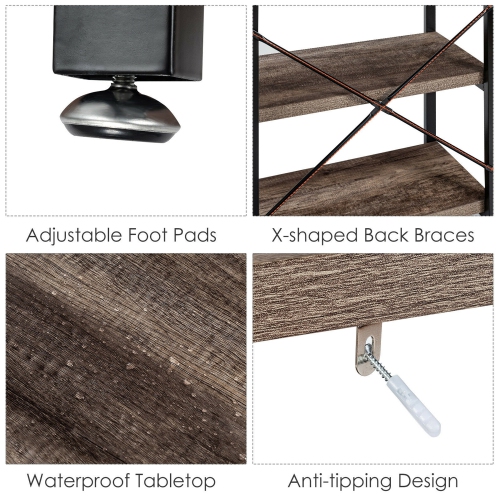 Gymax 47'' Console Table 3 Tier Industrial Sofa Table Metal Frame