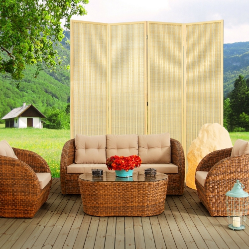 Gymax 4 Panel Room Divider Screen Portable Folding 6 ft Partition Screen