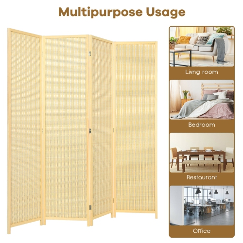 Gymax 4 Panel Room Divider Screen Portable Folding 6 ft Partition Screen