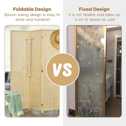 Gymax 4 Panel Room Divider Screen Portable Folding 6 ft Partition Screen