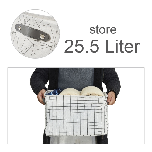 DECOMOMO Storage Baskets, Water-Resistant Toy Storage Bin, Storage Bins for Shelves, Large - 15 x 11 x 9.5" | Patterned and White - 6 Pack