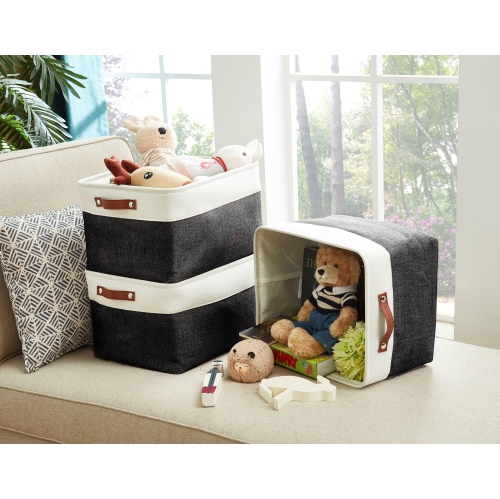 DECOMOMO Fordable Storage Bin - Collapsible Sturdy Cationic Fabric Basket W/Handles for Organizing Shelf Nursery Home Closet | Extra Large - 15.8 x