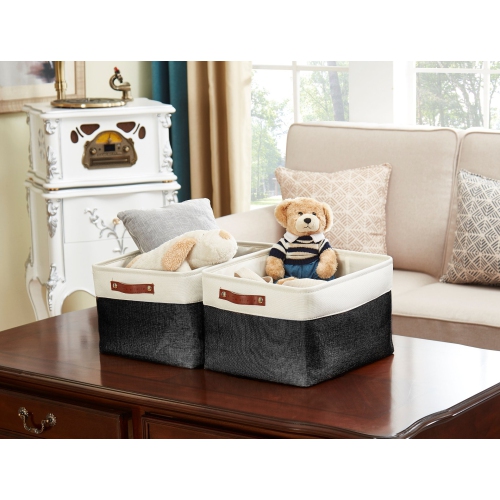 DECOMOMO Fordable Storage Bin - Collapsible Sturdy Cationic Fabric Basket W/Handles for Organizing Shelf Nursery Home Closet | Extra Large - 15.8 x