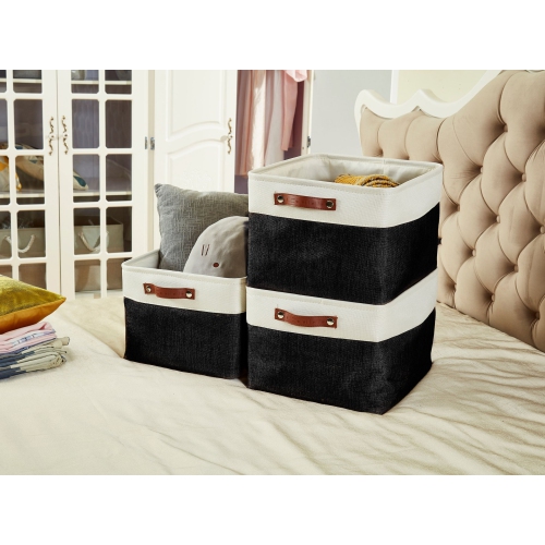 DECOMOMO Fordable Storage Bin - Collapsible Sturdy Cationic Fabric Basket W/Handles for Organizing Shelf Nursery Home Closet | Extra Large - 15.8 x