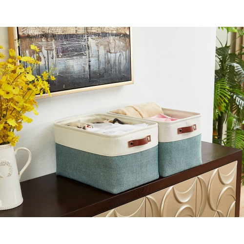 DECOMOMO Fordable Storage Bin - Collapsible Sturdy Cationic Fabric Basket W/Handles for Organizing Shelf Nursery Home Closet | Extra Large - 15.8 x