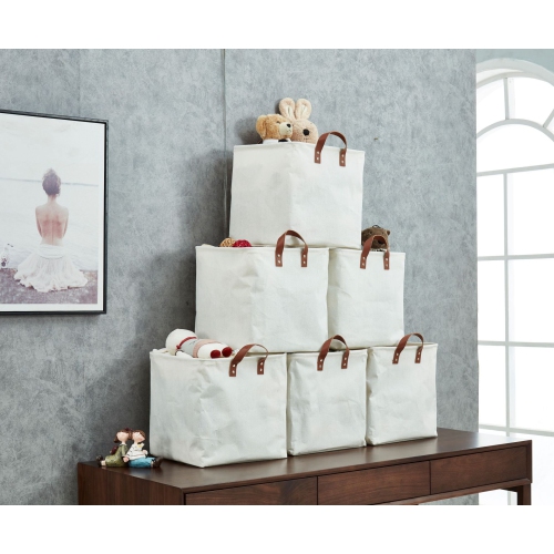 DECOMOMO Foldable Storage Bin - Water Resistant Fabric Container with Handles | Great for Nurseries Closets Bathroom Toys Blankets Home Décor | Cube