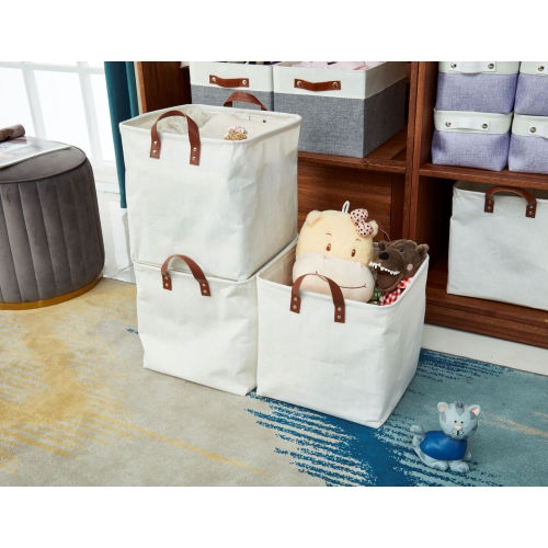 DECOMOMO Foldable Storage Bin - Water Resistant Fabric Container with Handles | Great for Nurseries Closets Bathroom Toys Blankets Home Décor | Cube