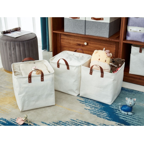 DECOMOMO Foldable Storage Bin - Water Resistant Fabric Container with Handles | Great for Nurseries Closets Bathroom Toys Blankets Home Décor | Cube