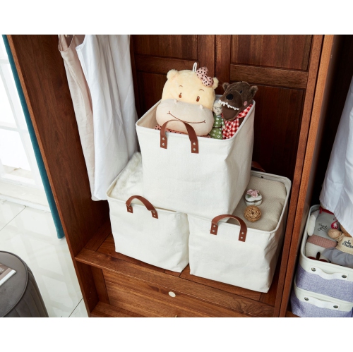 DECOMOMO Foldable Storage Bin - Water Resistant Fabric Container with Handles | Great for Nurseries Closets Bathroom Toys Blankets Home Décor | Cube