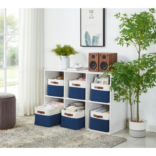 DECOMOMO Fordable Storage Bin - Collapsible Sturdy Cationic Fabric Basket W/Handles for Organizing Shelf Nursery Home Closet | Large - 15 x 11 x 9.5"