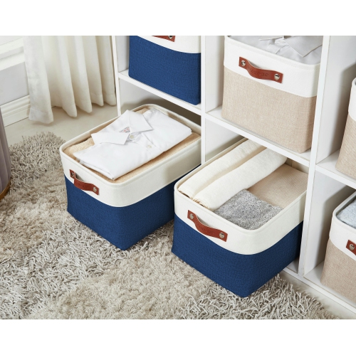 DECOMOMO Fordable Storage Bin - Collapsible Sturdy Cationic Fabric Basket W/Handles for Organizing Shelf Nursery Home Closet | Large - 15 x 11 x 9.5"