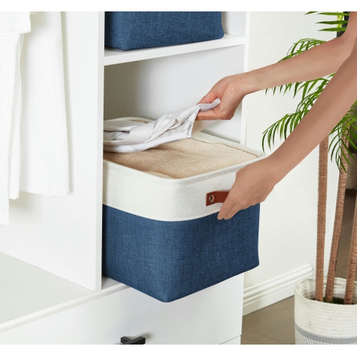 DECOMOMO Fordable Storage Bin - Collapsible Sturdy Cationic Fabric Basket W/Handles for Organizing Shelf Nursery Home Closet | Large - 15 x 11 x 9.5"