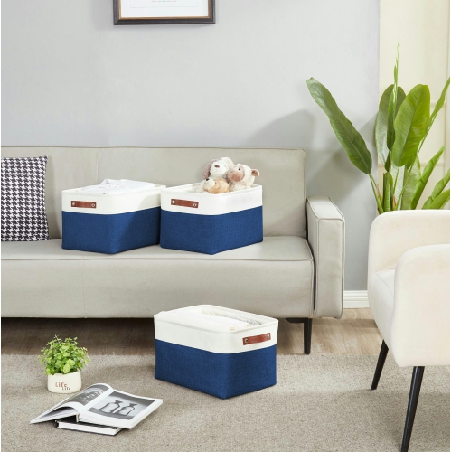 DECOMOMO Fordable Storage Bin - Collapsible Sturdy Cationic Fabric Basket W/Handles for Organizing Shelf Nursery Home Closet | Large - 15 x 11 x 9.5"