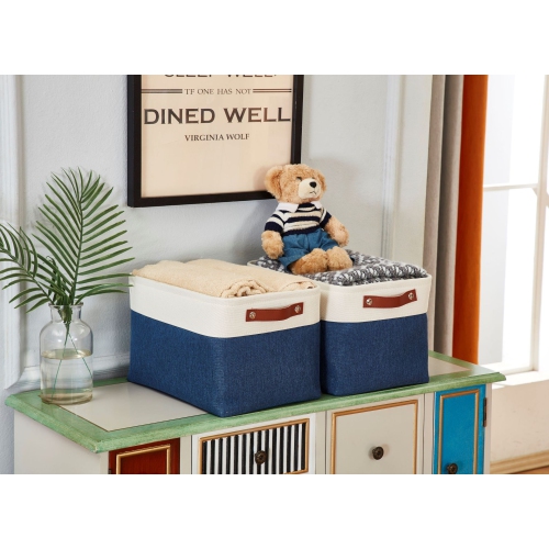 DECOMOMO Fordable Storage Bin - Collapsible Sturdy Cationic Fabric Basket W/Handles for Organizing Shelf Nursery Home Closet | Extra Large - 15.8 x