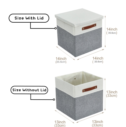 DECOMOMO Foldable Storage Bin W/ Lid - Collapsible Sturdy Cationic Fabric Storage Basket Cube W/Handles for for Organizing Shelf Nursery Home Closet