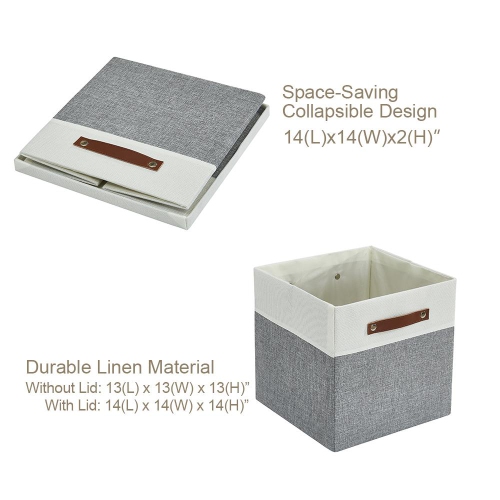 DECOMOMO Foldable Storage Bin W/ Lid - Collapsible Sturdy Cationic Fabric Storage Basket Cube W/Handles for for Organizing Shelf Nursery Home Closet