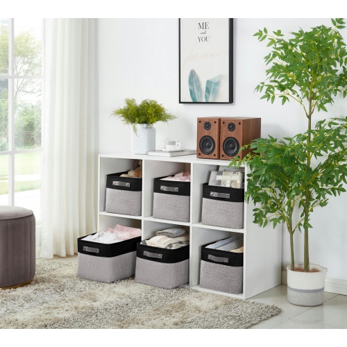 DECOMOMO Fordable Storage Bin - Collapsible Sturdy Cationic Fabric Basket W/Handles for Organizing Shelf Nursery Home Closet | Large - 15 x 11 x 9.5"