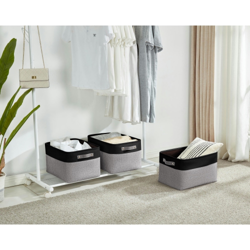 DECOMOMO Fordable Storage Bin - Collapsible Sturdy Cationic Fabric Basket W/Handles for Organizing Shelf Nursery Home Closet | Large - 15 x 11 x 9.5"