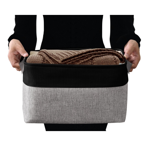 DECOMOMO Fordable Storage Bin - Collapsible Sturdy Cationic Fabric Basket W/Handles for Organizing Shelf Nursery Home Closet | Large - 15 x 11 x 9.5"